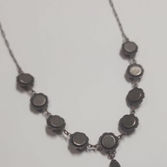 Liz Palacios SF Black Rhinestone Flower Link Necklace - Picture 6 of 6